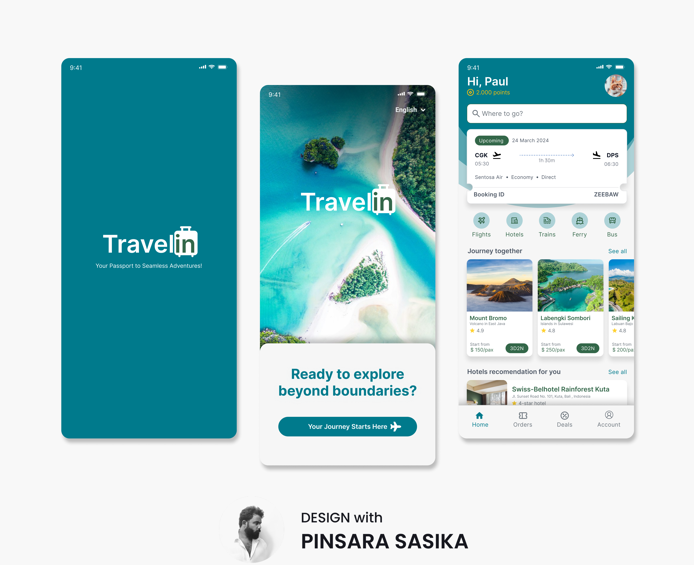Mobile app UI design for travel booking